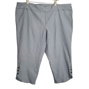 NEW N Touch Capri Womens Pants Sz 24W Gray Pullon Wide Elastic Waist Stretch
